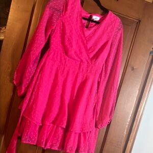 Chic Pink Long Sleeve Dress Bachelorette Party
